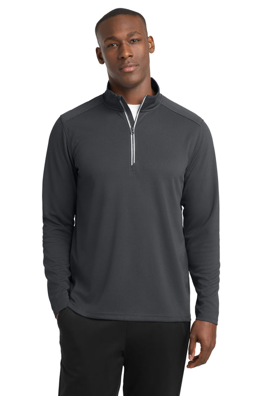 Sport-Tek Sport-Wick Textured 1/4-Zip Pullover ST860 Iron Grey