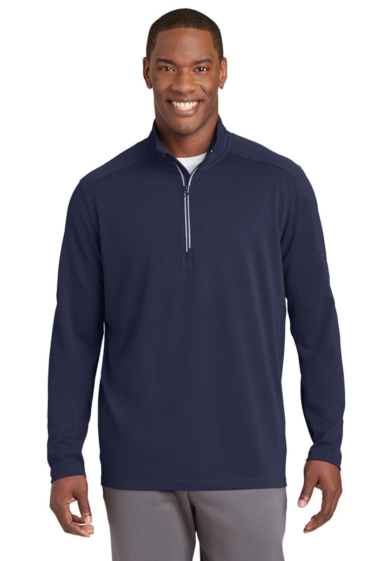 Sport-Tek Sport-Wick Textured 1/4-Zip Pullover.  ST860 True Navy