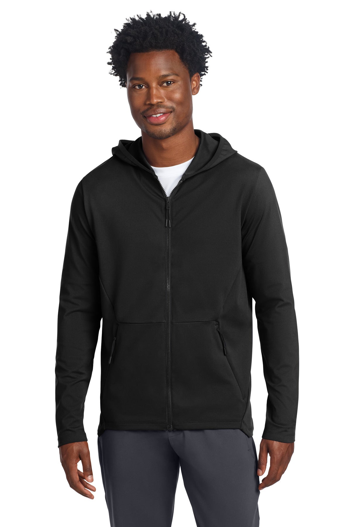 Sport-Tek Circuit Hooded Full-Zip ST870 Deep Black
