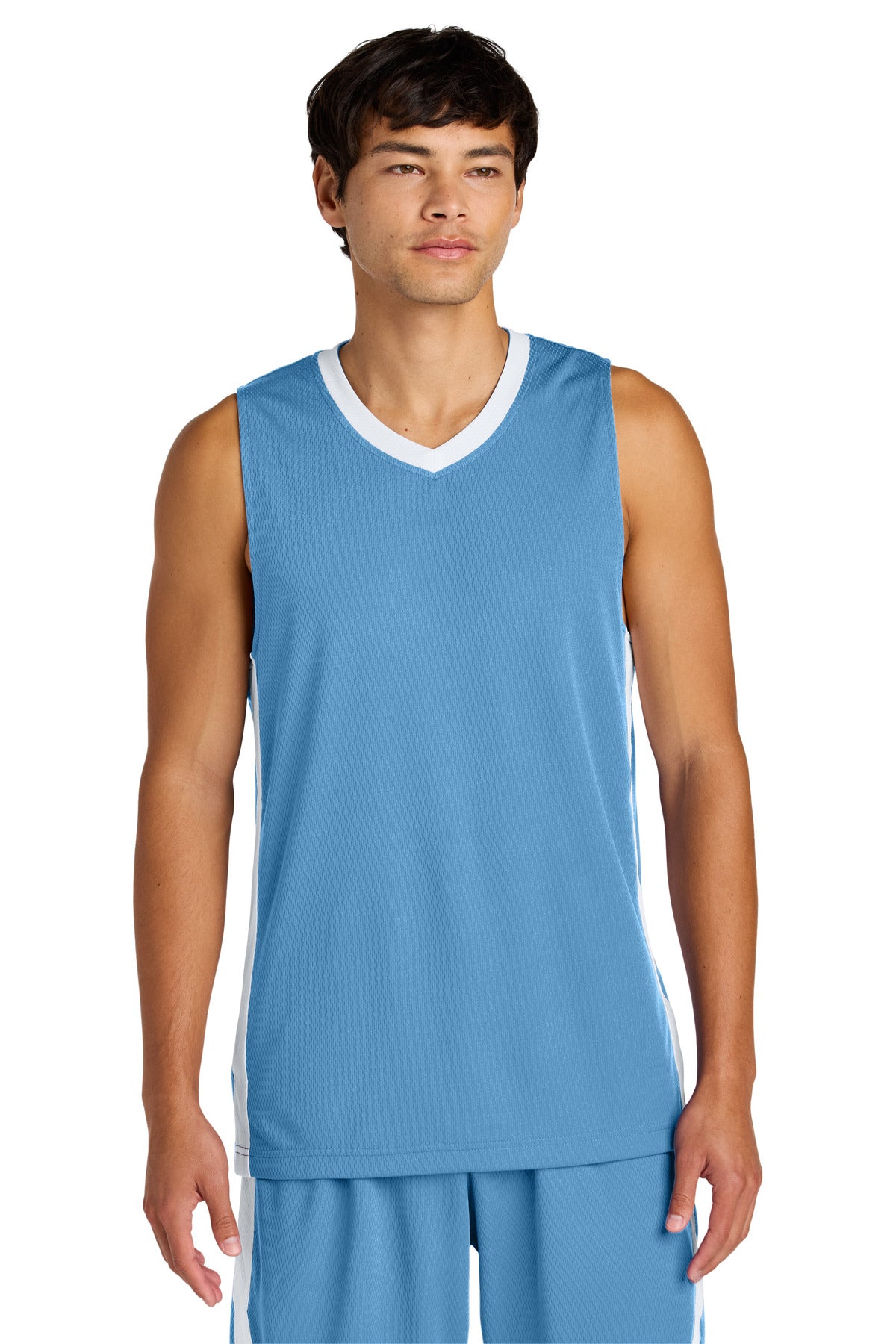 Sport-Tek Rival Basketball Rev Jersey ST900 Carolina Blue/ White