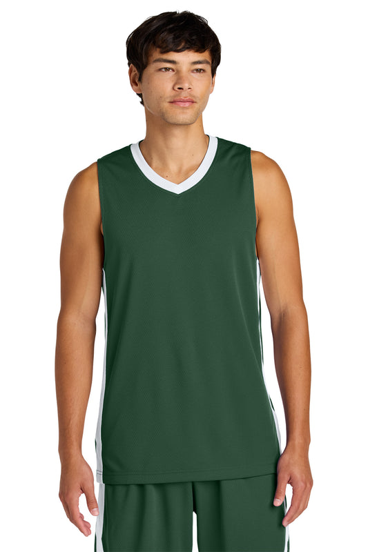 Sport-Tek Rival Basketball Rev Jersey ST900 Forest Green/ White
