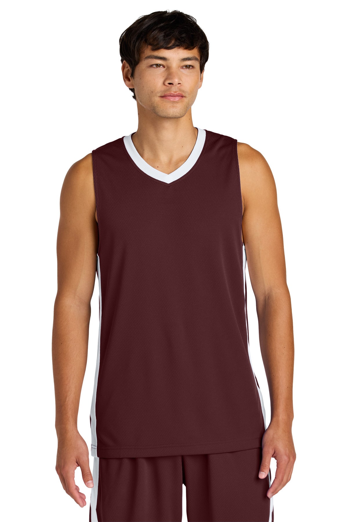 Sport-Tek Rival Basketball Rev Jersey ST900 Maroon/ White