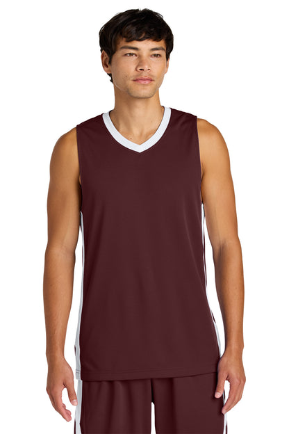 Sport-Tek Rival Basketball Rev Jersey ST900 Maroon/ White