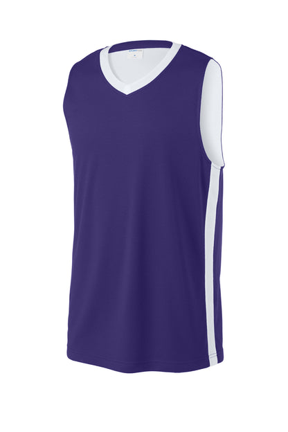 Sport-Tek Rival Basketball Rev Jersey ST900 Purple/ White