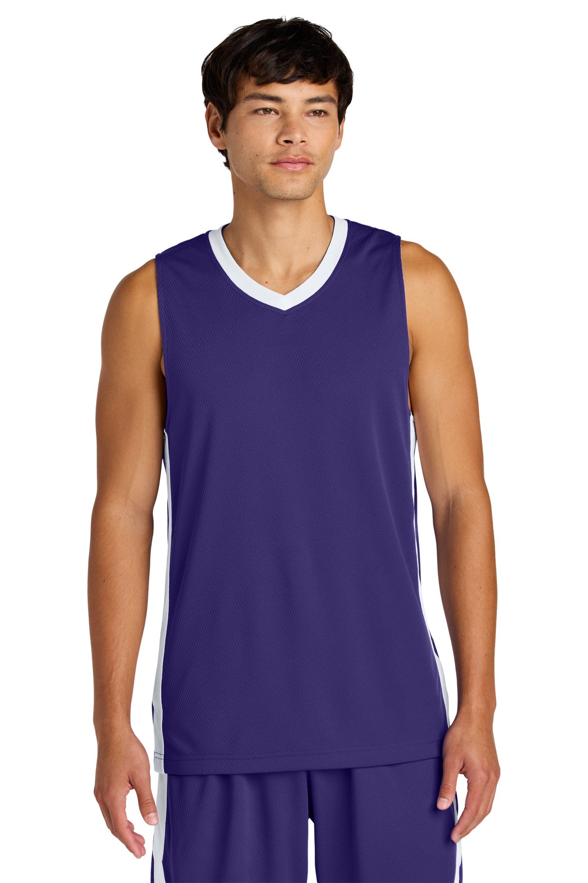 Sport-Tek Rival Basketball Rev Jersey ST900 Purple/ White