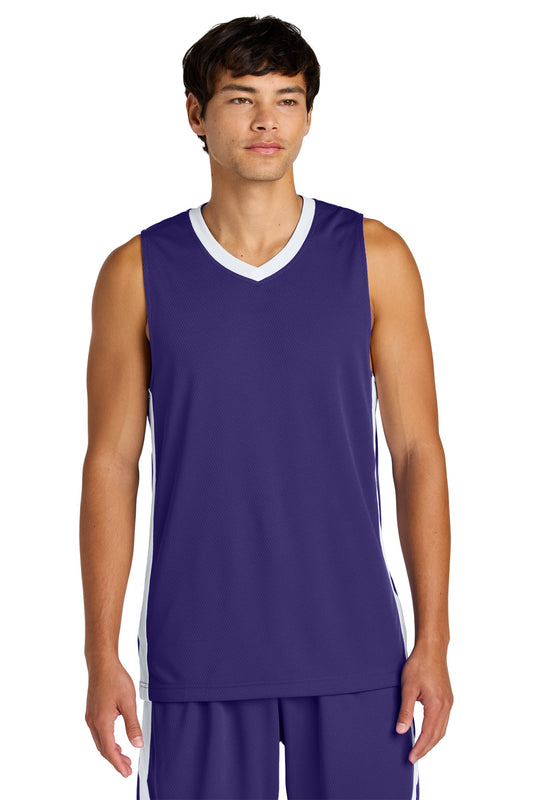 Sport-Tek Rival Basketball Rev Jersey ST900 Purple/ White
