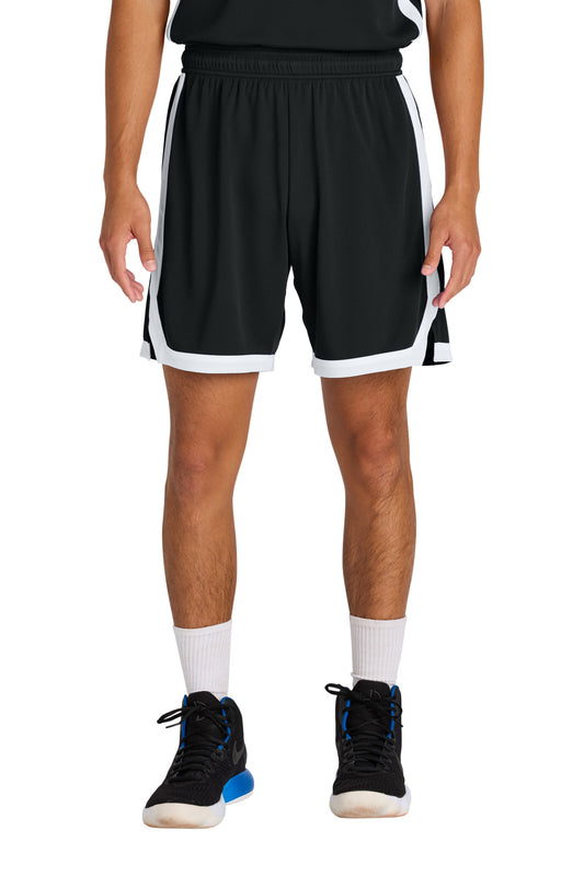 Sport-Tek Rival Basketball 7 Short ST901 Black/ White