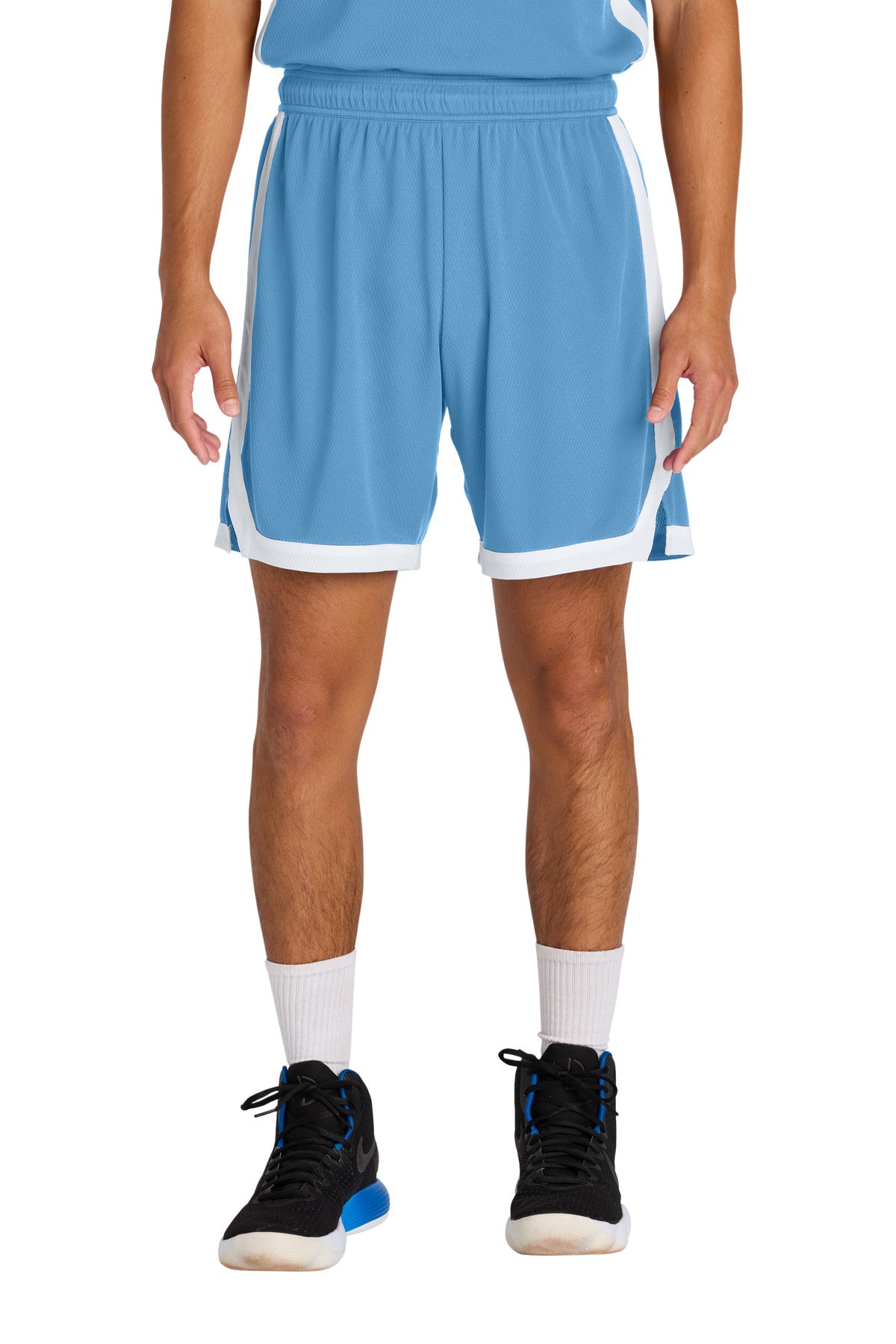 Sport-Tek Rival Basketball 7 Short ST901 Carolina Blue/ White