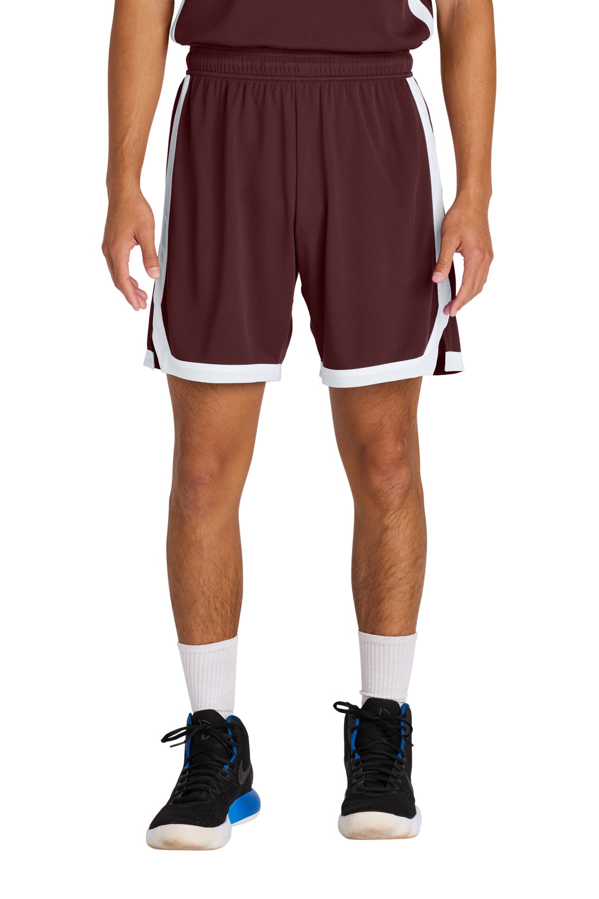 Sport-Tek Rival Basketball 7 Short ST901 Maroon/ White