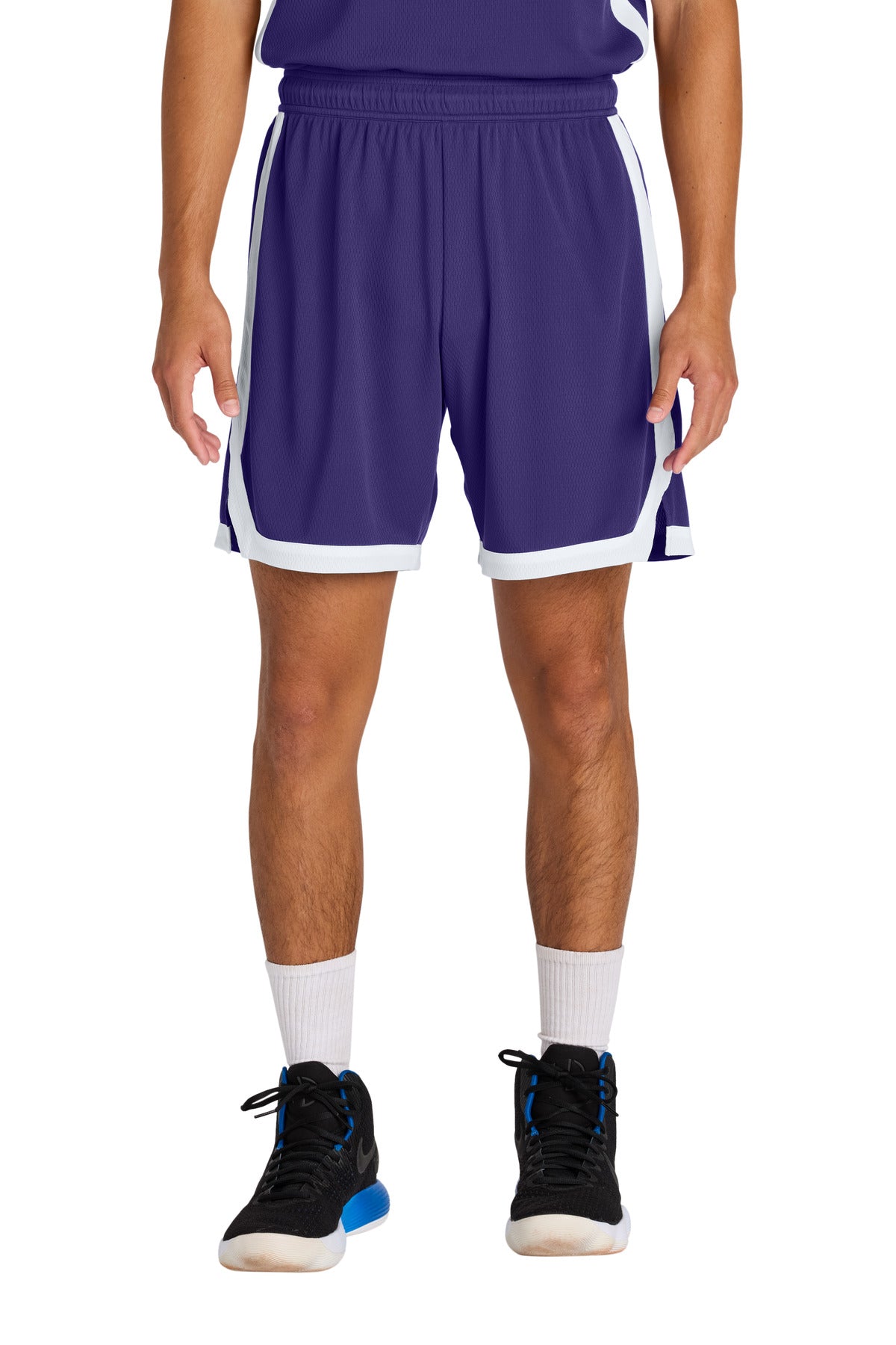Sport-Tek Rival Basketball 7 Short ST901 Purple/ White
