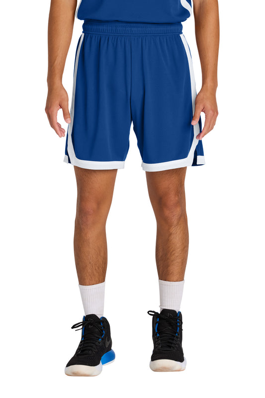 Sport-Tek Rival Basketball 7 Short ST901 True Royal/ White