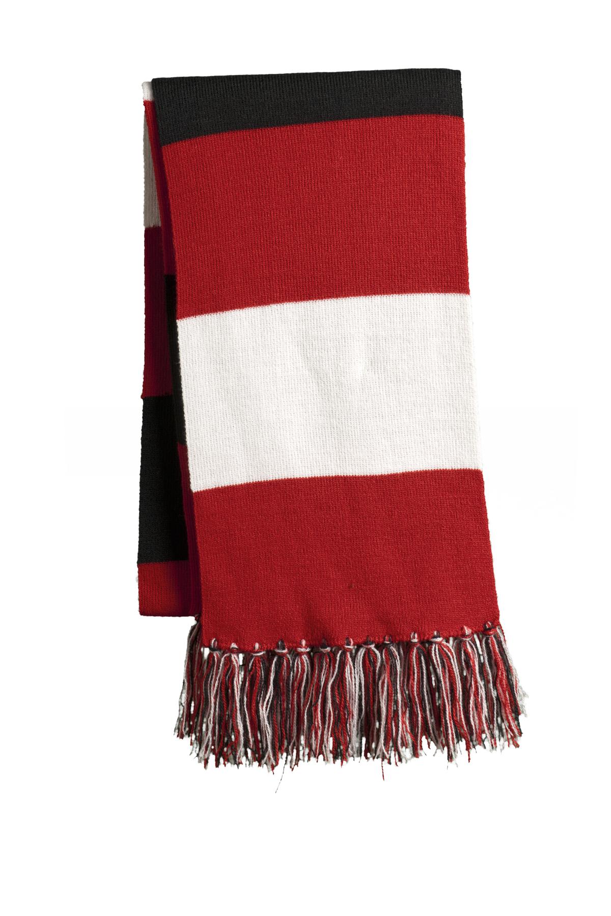 Sport-Tek Spectator Scarf STA02 True Red/ White/ Black