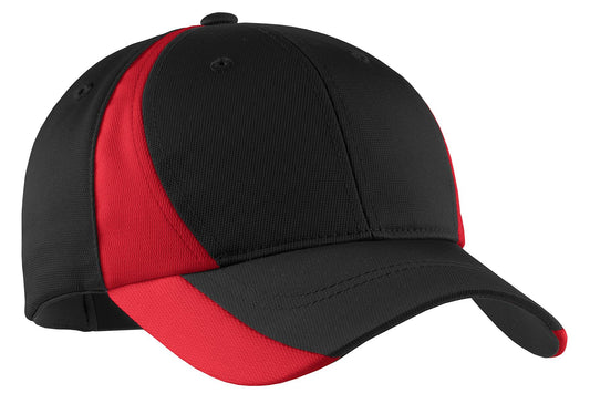 Sport-Tek Dry Zone Nylon Colorblock Cap STC11 Black/ True Red