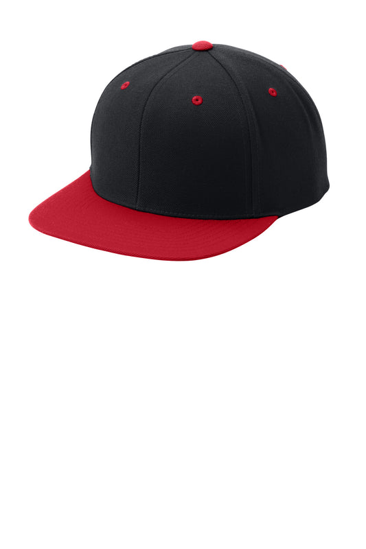Sport-Tek YP Classics Flat Bill Snapback Cap STC19 Black/ True Red