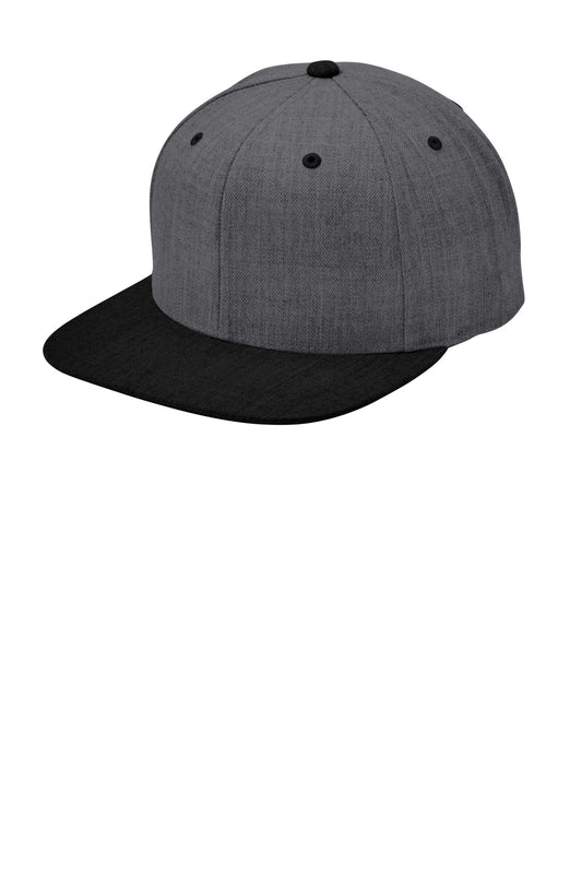 Sport-Tek YP Classics Flat Bill Snapback Cap STC19 Dark Heather Grey/ Black