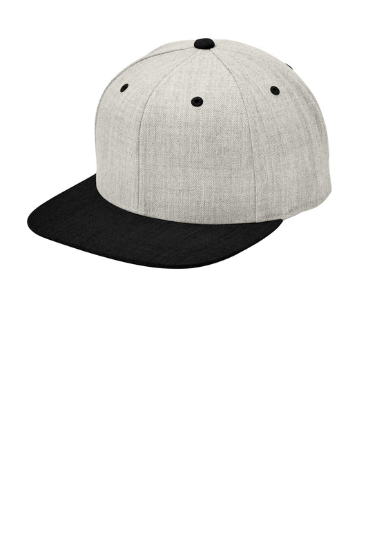 Sport-Tek YP Classics Flat Bill Snapback Cap STC19 Heather Grey/ Black
