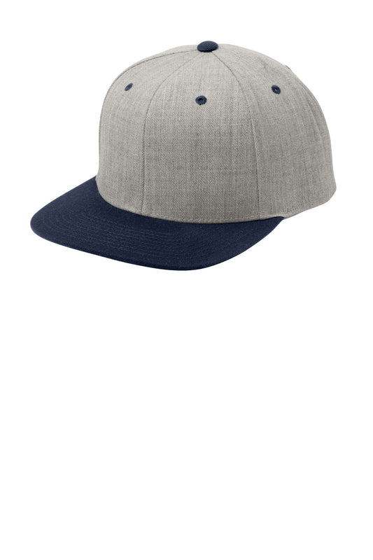 Sport-Tek YP Classics Flat Bill Snapback Cap STC19 Heather Grey/ True Navy