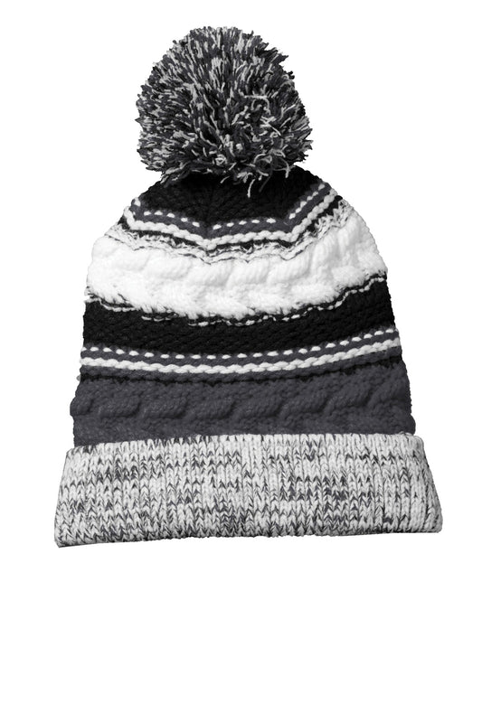 Sport-Tek Pom Pom Team Beanie STC21 Iron Grey/ Black/ White