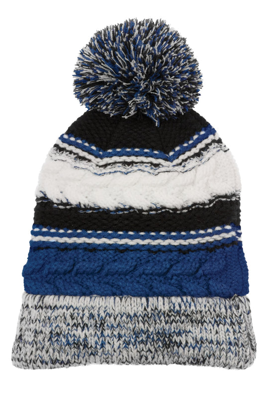 Sport-Tek Pom Pom Team Beanie STC21 True Royal/ Black/ White