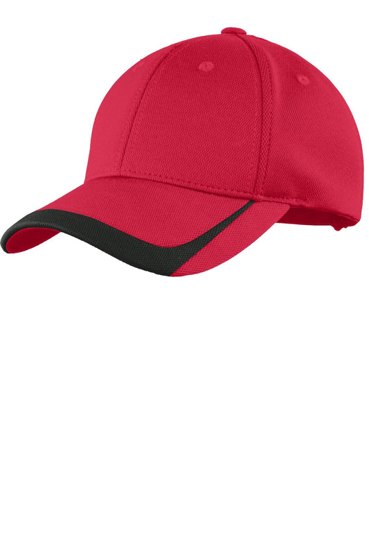 Sport-Tek Pique Colorblock Cap STC24 True Red/ Black