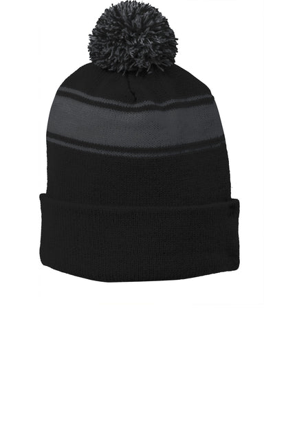 Sport-Tek Stripe Pom Pom Beanie STC28
