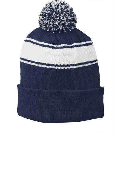 Sport-Tek Stripe Pom Pom Beanie STC28