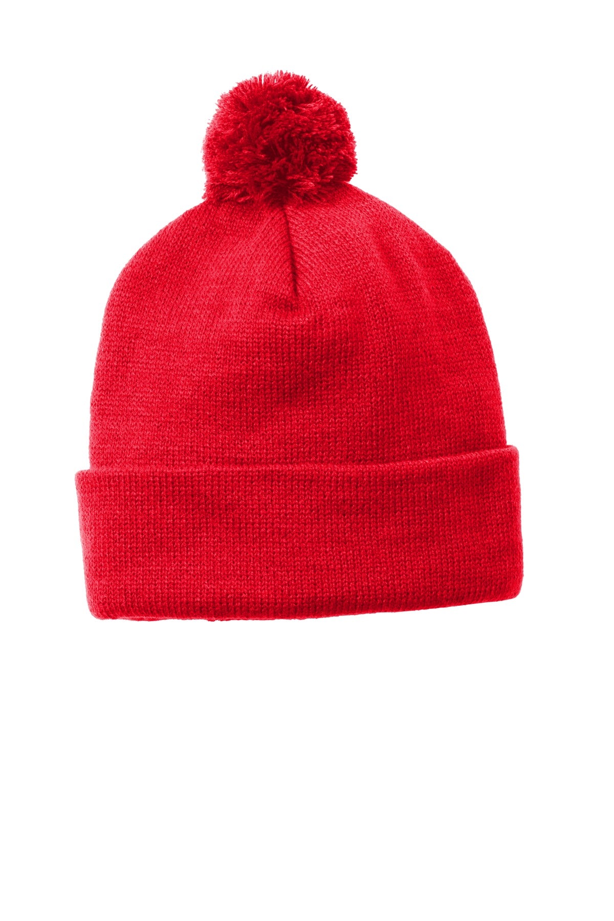 Sport-Tek Solid Pom Pom Beanie STC37 True Red