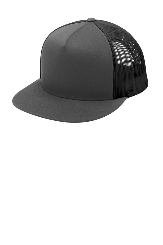 Sport-Tek YP Classics 5-Panel Classic Trucker Mesh Back Cap STC38 Graphite/ Graphite
