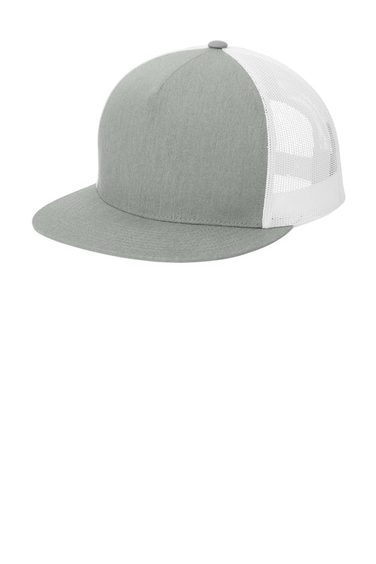 Sport-Tek YP Classics 5-Panel Classic Trucker Mesh Back Cap STC38 Heather Grey/ White