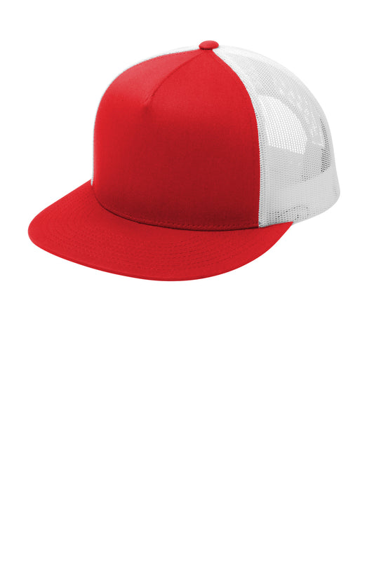 Sport-Tek YP Classics 5-Panel Classic Trucker Mesh Back Cap STC38 True Red/ White