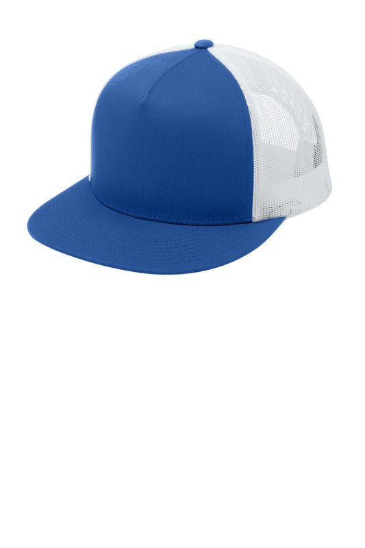 Sport-Tek YP Classics 5-Panel Classic Trucker Mesh Back Cap STC38 True Royal/ White