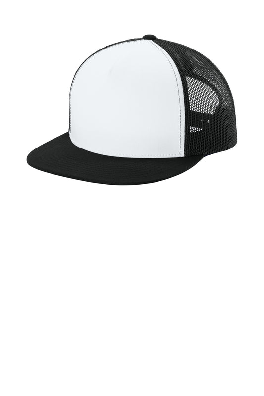 Sport-Tek YP Classics 5-Panel Classic Trucker Mesh Back Cap STC38 White/ Black/ Black