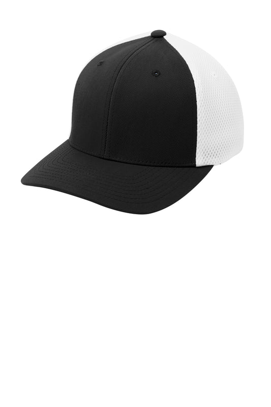 Sport-Tek Flexfit Air Mesh Back Cap STC40 Black/ White