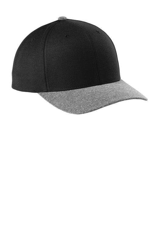 Sport-Tek YP Classics Curve Bill Snapback Cap STC43 Black/ Grey Heather