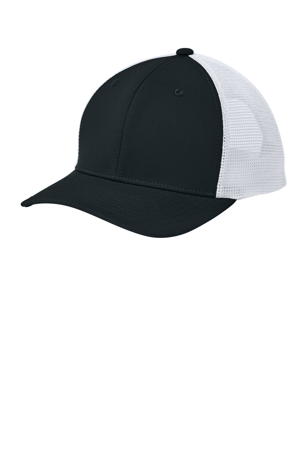 Sport-Tek Club Trucker Cap STC46 Black/ White