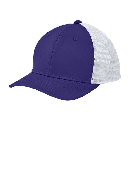 Sport-Tek Club Trucker Cap STC46 Purple/ White