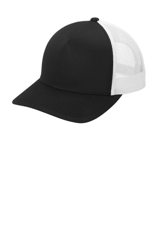 Sport-Tek YP Classics Retro Trucker 5-Panel Cap STC54 Black/ White
