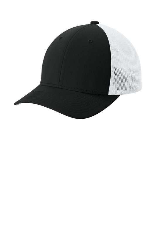 Sport-Tek Stretch-Tek Mesh Back Cap STC60 Black/ White