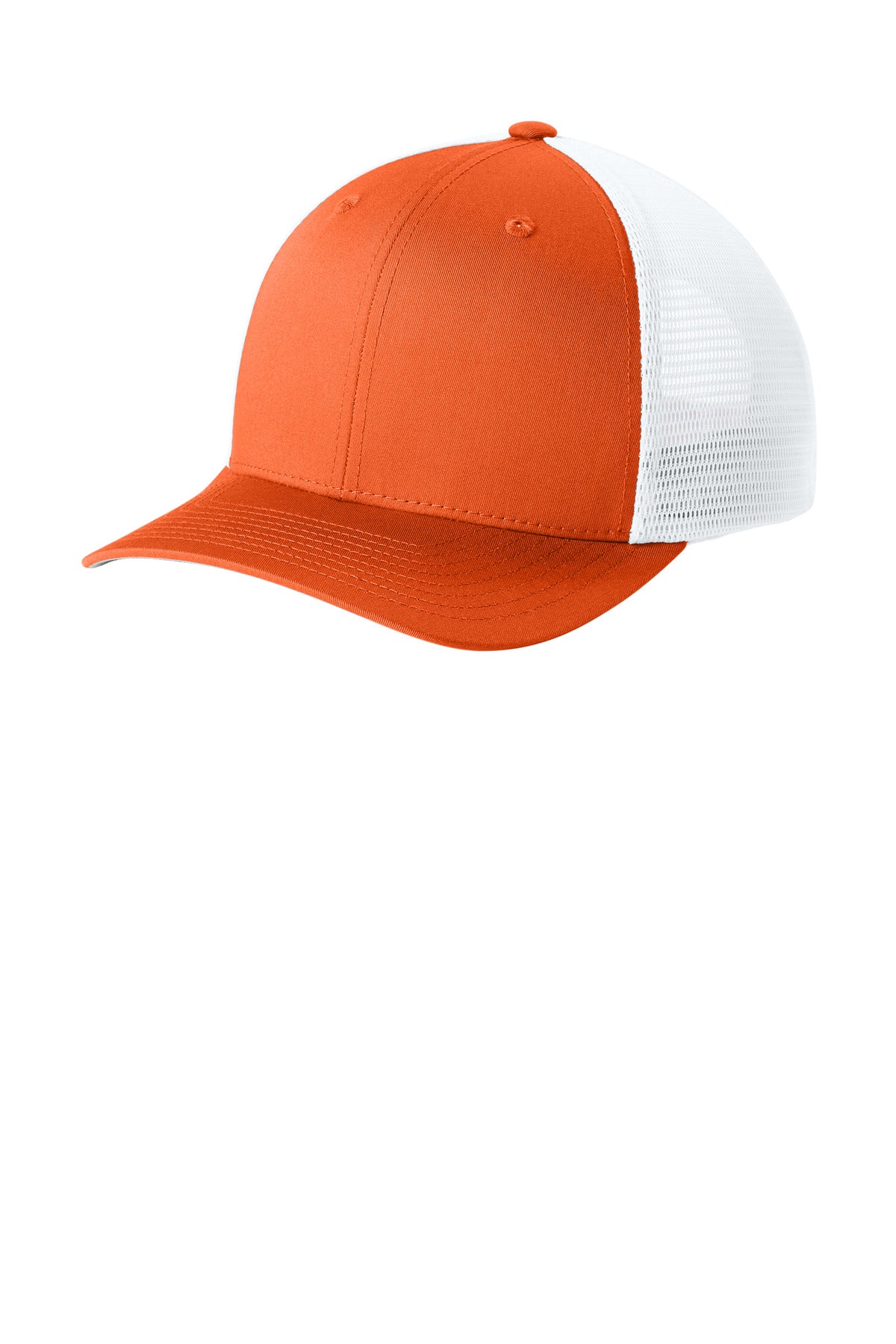 Sport-Tek Stretch-Tek Snapback Trucker Cap STC74 Deep Orange/ White