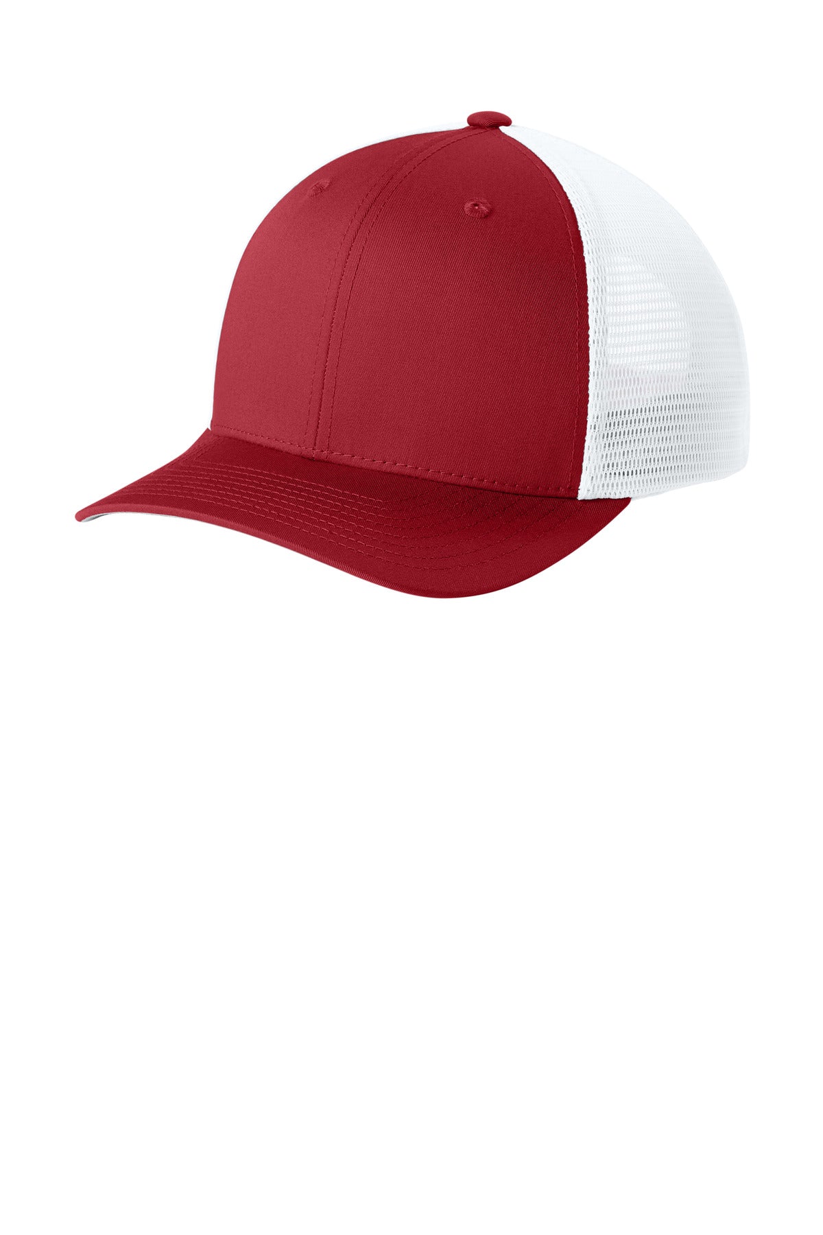 Sport-Tek Stretch-Tek Snapback Trucker Cap STC74 Deep Red/ White