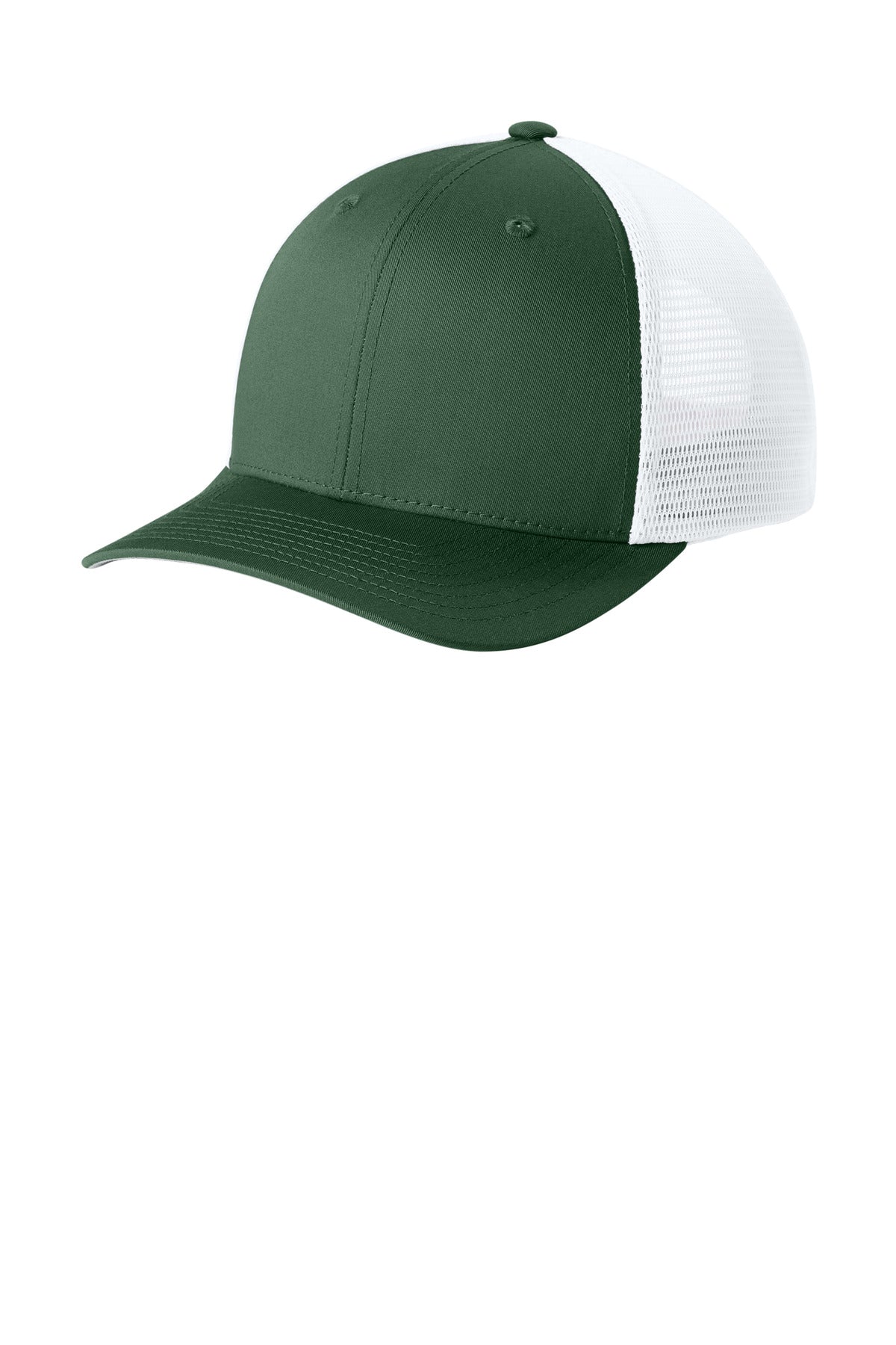 Sport-Tek Stretch-Tek Snapback Trucker Cap STC74 Forest Green/ White