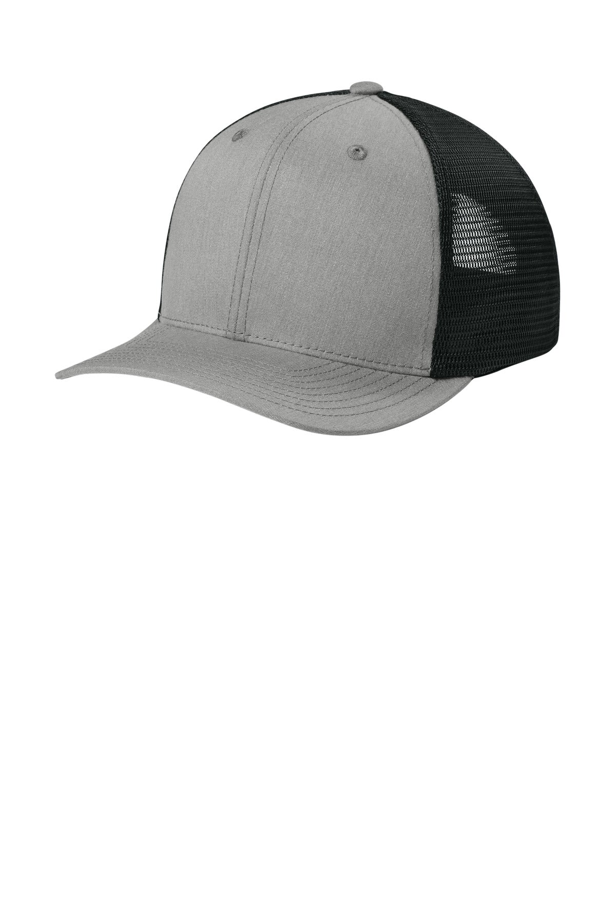 Sport-Tek Stretch-Tek Snapback Trucker Cap STC74 Heather Grey/ Black