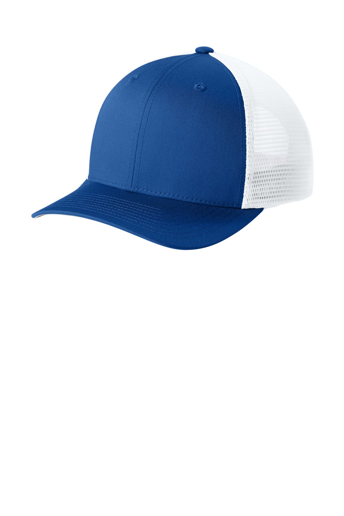 Sport-Tek Stretch-Tek Snapback Trucker Cap STC74 True Royal/ White