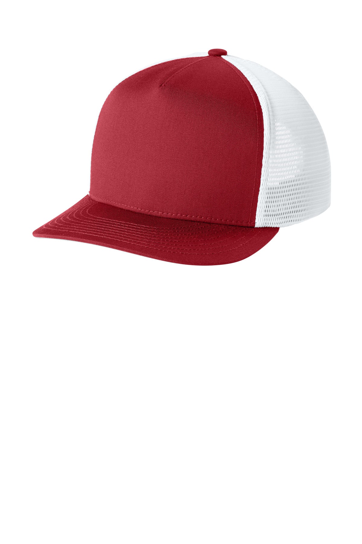 Sport-Tek Stretch-Tek 5-Panel Trucker Cap STC75 Deep Red/ White