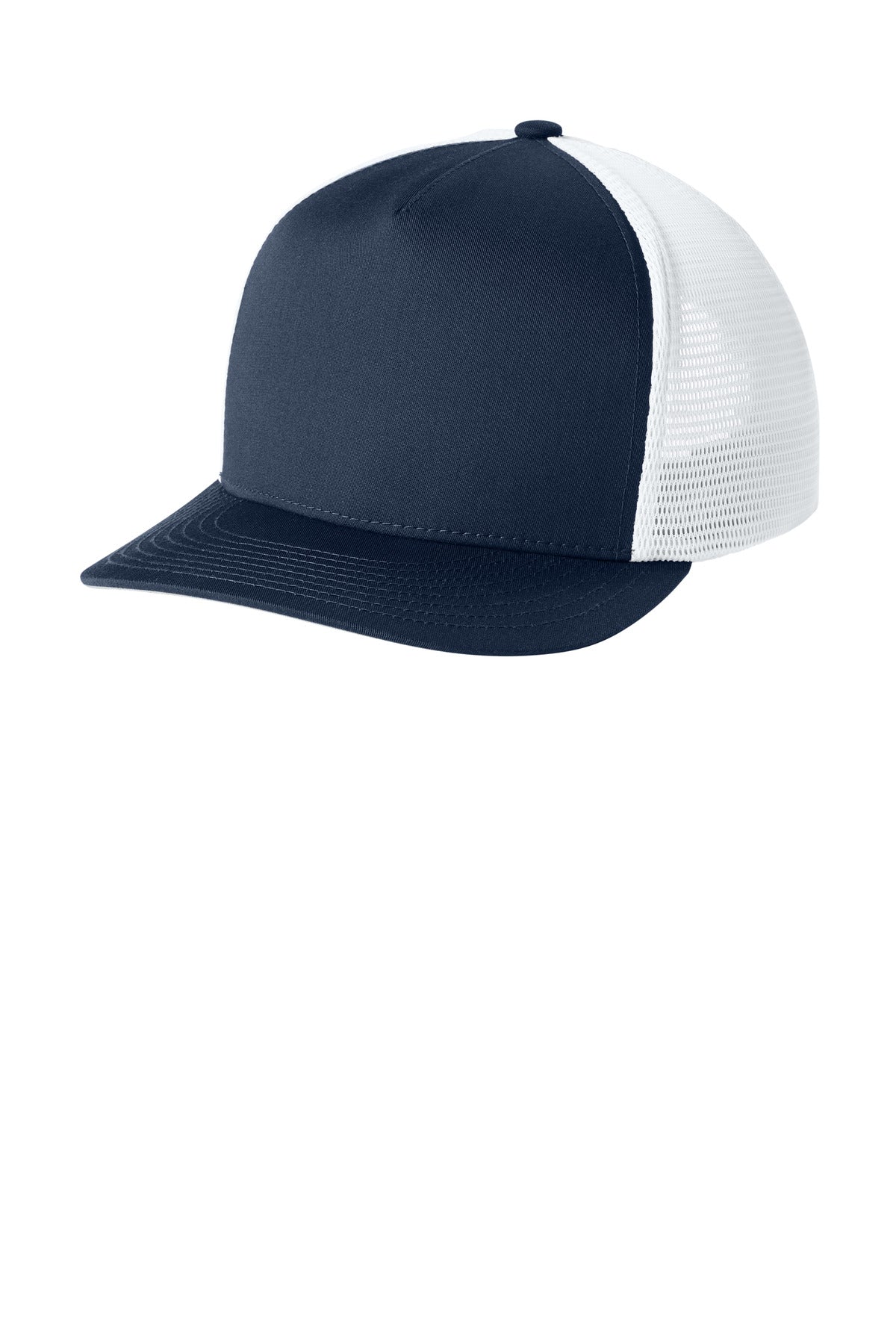 Sport-Tek Stretch-Tek 5-Panel Trucker Cap STC75 True Navy/ White