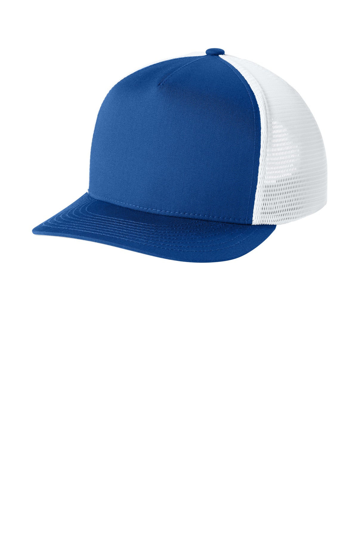 Sport-Tek Stretch-Tek 5-Panel Trucker Cap STC75 True Royal/ White