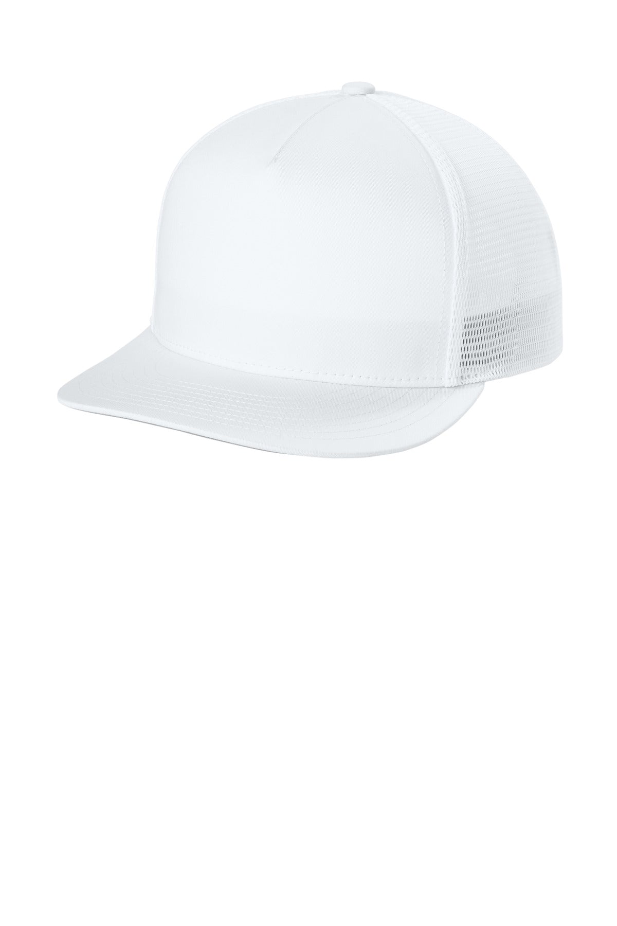 Sport-Tek Stretch-Tek 5-Panel Trucker Cap STC75 White/ White