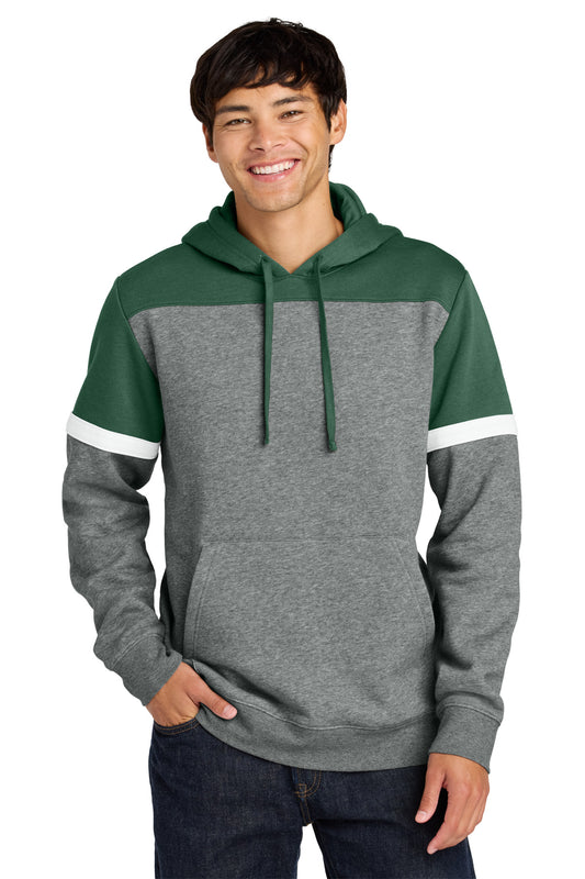 Sport-Tek Drive Fleece Colorblock Hoodie STF205 Forest Green/ Vintage Heather