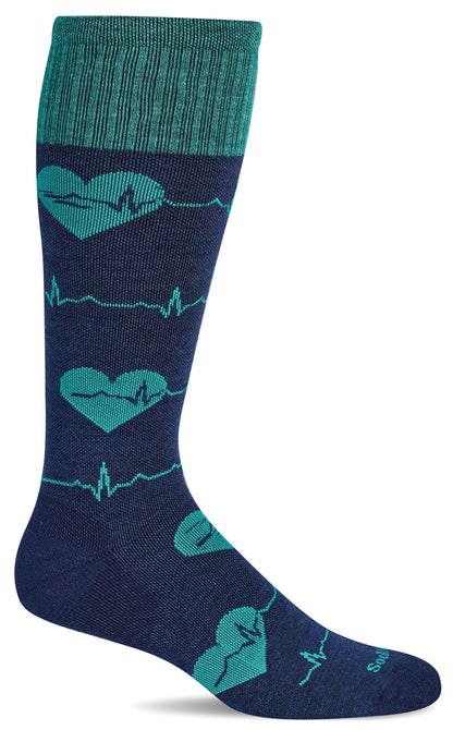 SockWell SW158W Women's Moderate Graduated Compression Heart Beat Navy