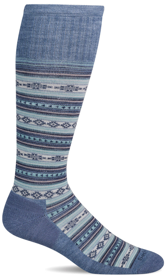 SockWell SW192W Women's Firm Graduated Compression Southwest Stripe Bluestone